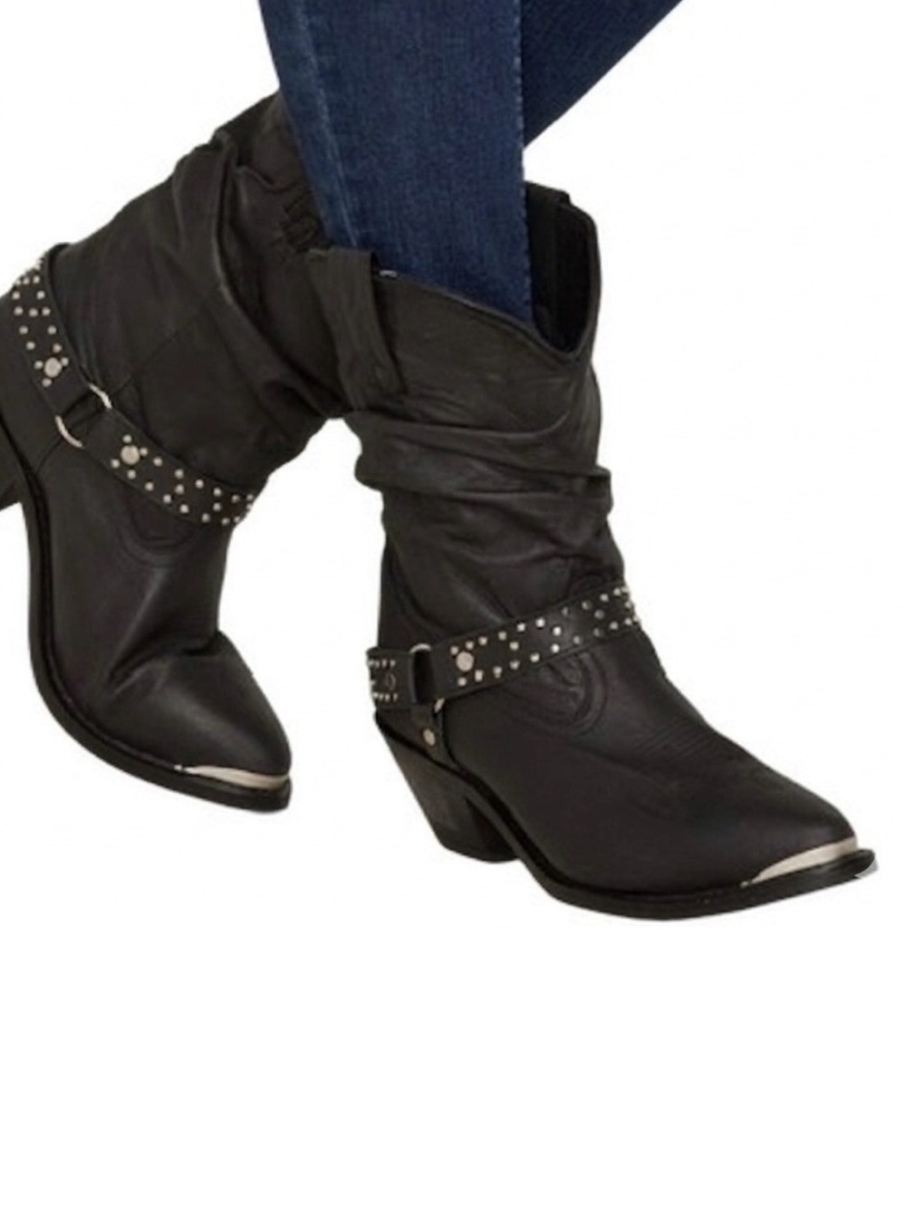 Shyanne Tammye Slouch Boots Black Leather Western Cowgirl Country Festival 7 1/2
